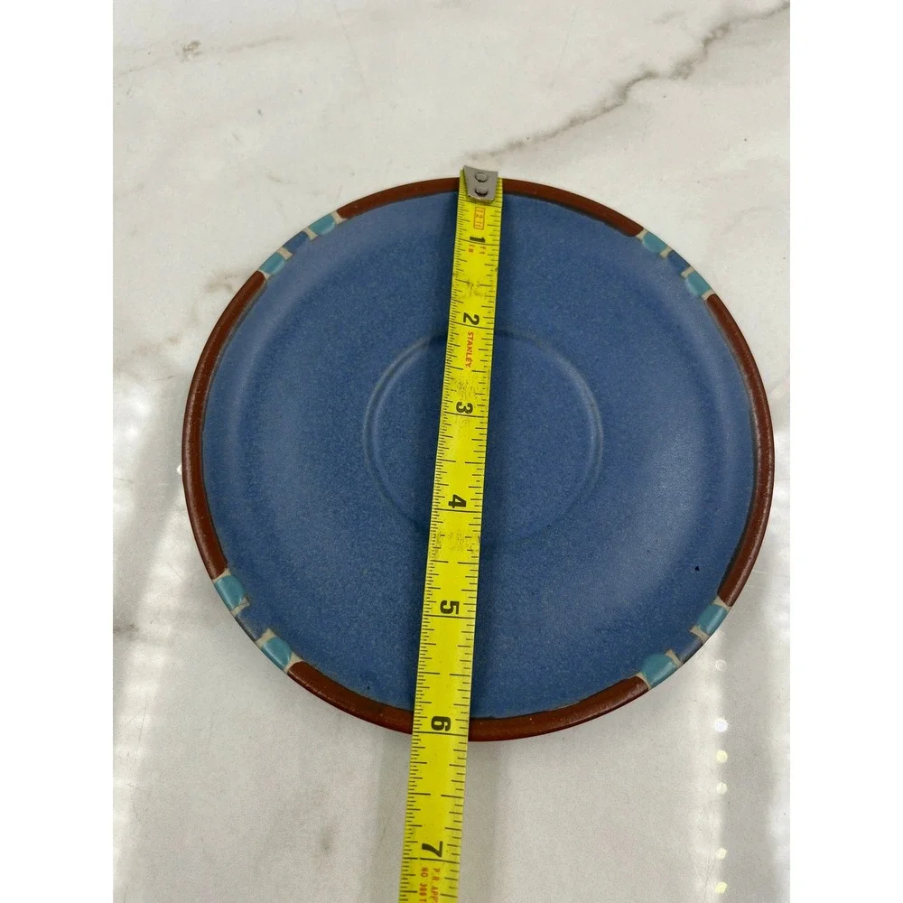 Dansk International Designs Blue Stoneware Tea Cup and Saucer Set of 2 Portugal